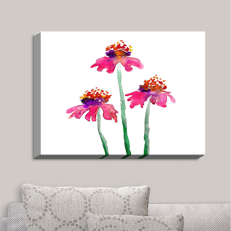 « echinaceas » par brazen design studio, reproduction d’art sur toile tendue, H 14 po x l 11 po x P 1,5 po