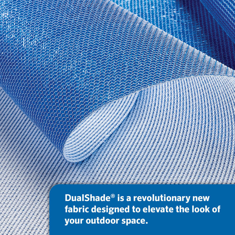 Santorini Blue and White DualShade Outdoor Sun Sail with Hardware Kit, 12' x 8'