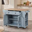 Îlot de cuisine mobile de 54 po avec porte vitrée, prise de courant et tablettes ouvertes, chariot de cuisine roulant avec porte-serviettes, support à épices et porte-couteaux, table de préparation fonctionnelle pour la cuisine, la salle à manger-2083051938