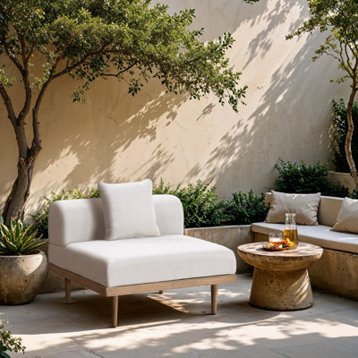 Chaise modulaire sans accoudoirs pour terrasse en oléfine et tissu d'ameublement résistant à l'eau Madeleine