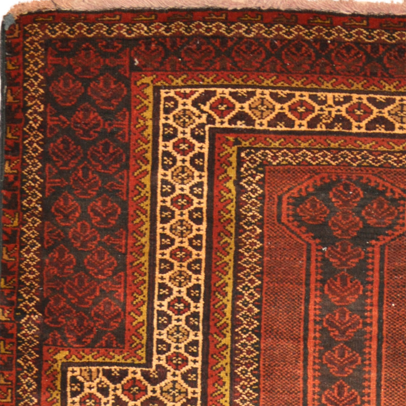 Tapis décoratif en laine noué à la main de conception unique noué à la main balouchi rouille 2 pi 10 po x 4 pi 2 po