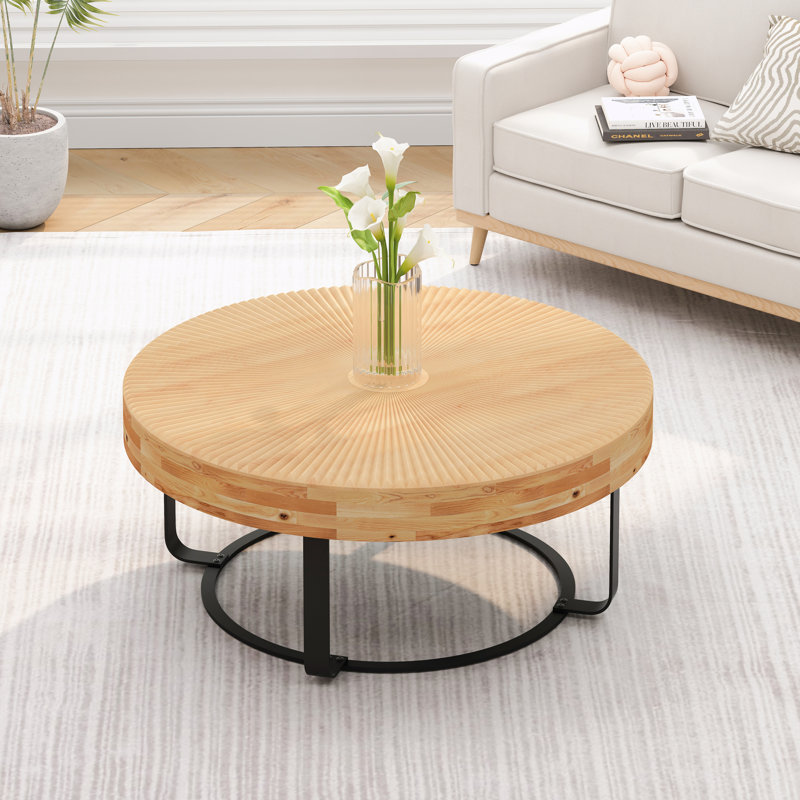 Table basse ronde avec pieds en métal, Noir, noir, noir, noir