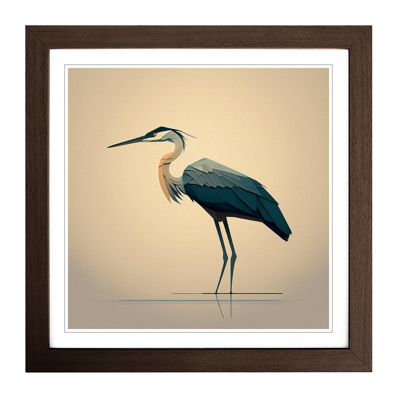 Heron Minimalism - Framed Print, Walnut