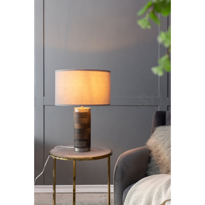 16X16x23.5" Grey And Silver Brushed Table Lamp (Lamp Shade Assembly Required)