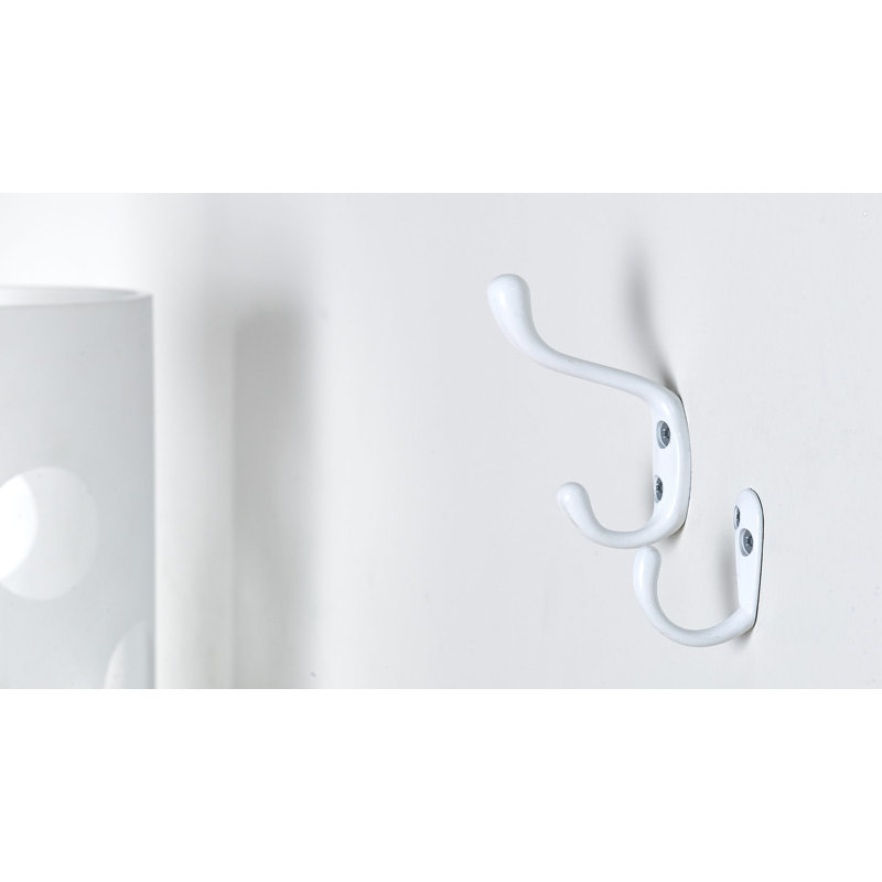 Utility Metal 6 Piece Wall Hook Set, White