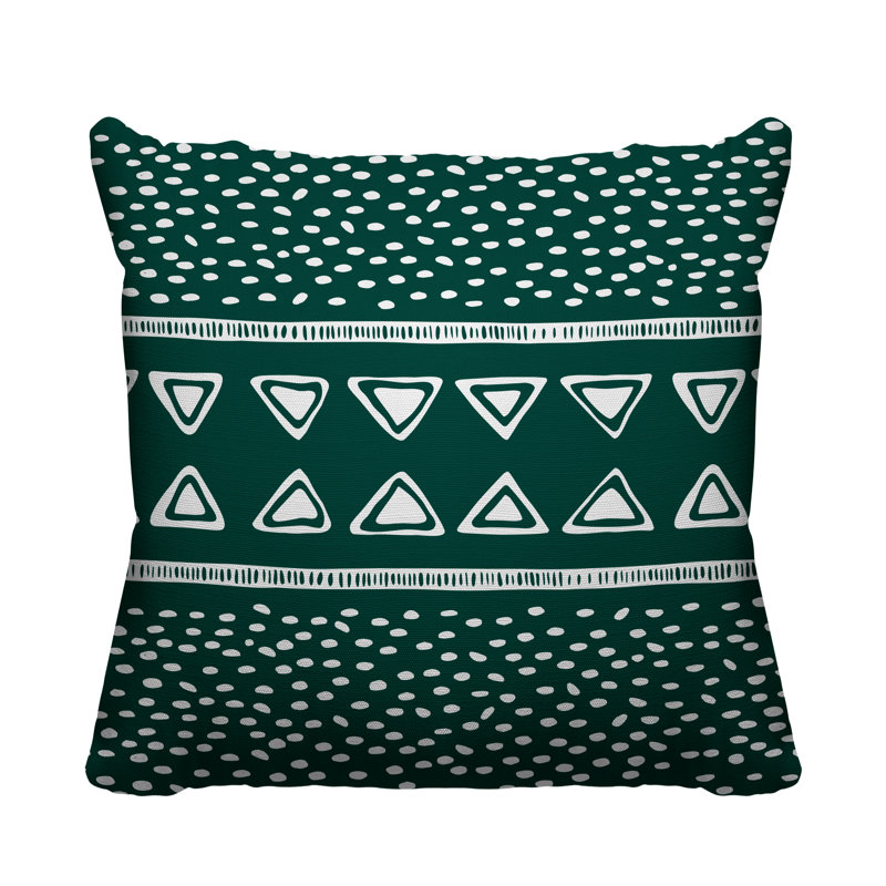 Coussin décoratif intérieur / extérieur Monica Tribal, 19 po x 19 po, Émeraude, Carré