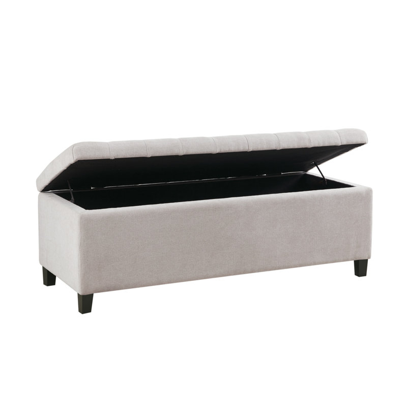 Banc de rangement à plateau capitonné Maniscalco, Ivoire