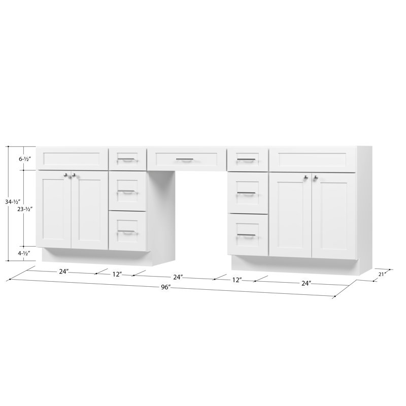 Ensemble de meuble-lavabo double 96 po Disar, White