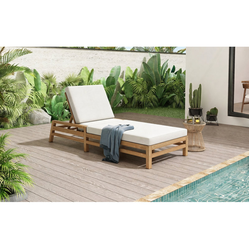 5-Position Adjustable Outdoor Chaise Lounge, 1, Light Teak