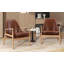 Ensemble de 2 chaises d'appoint, fauteuil Mid-Century moderne avec structure en bois massif, fauteuil de lecture à dossier haut