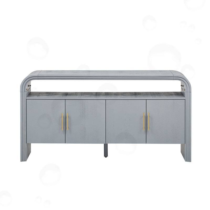 La console comporte un placage de sapin traité durable, Gris