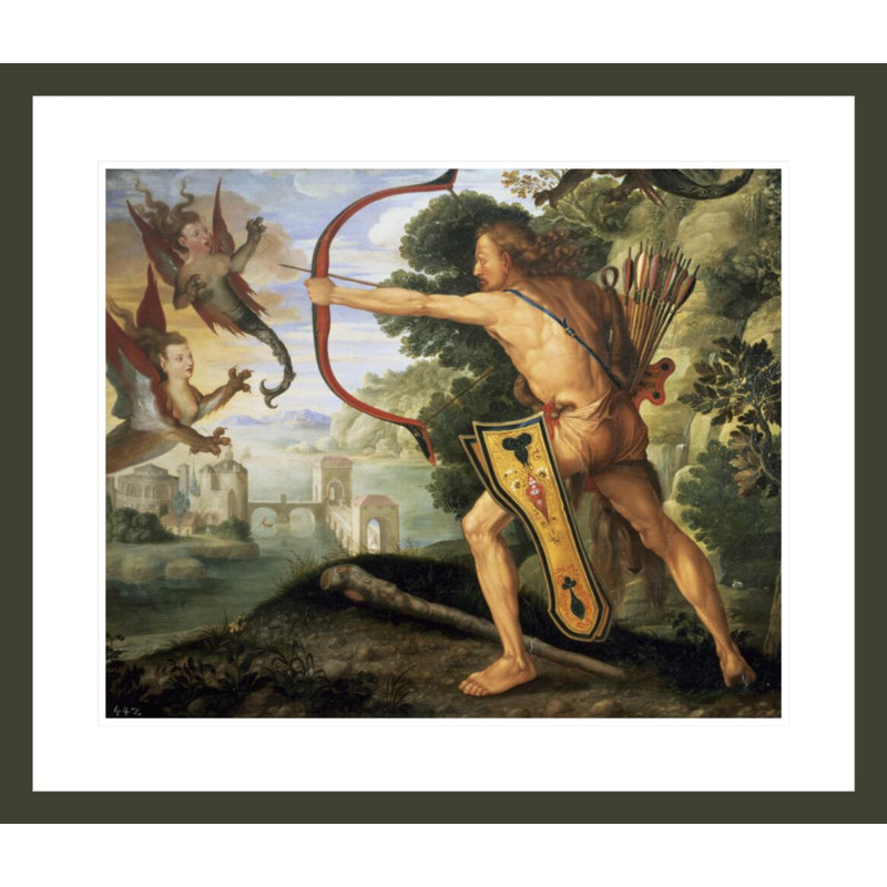 «Hercules and the Stymphhalian par Albrecht Dürer», estampe numérique encadrée, H 23,5 po x l 27,41 po