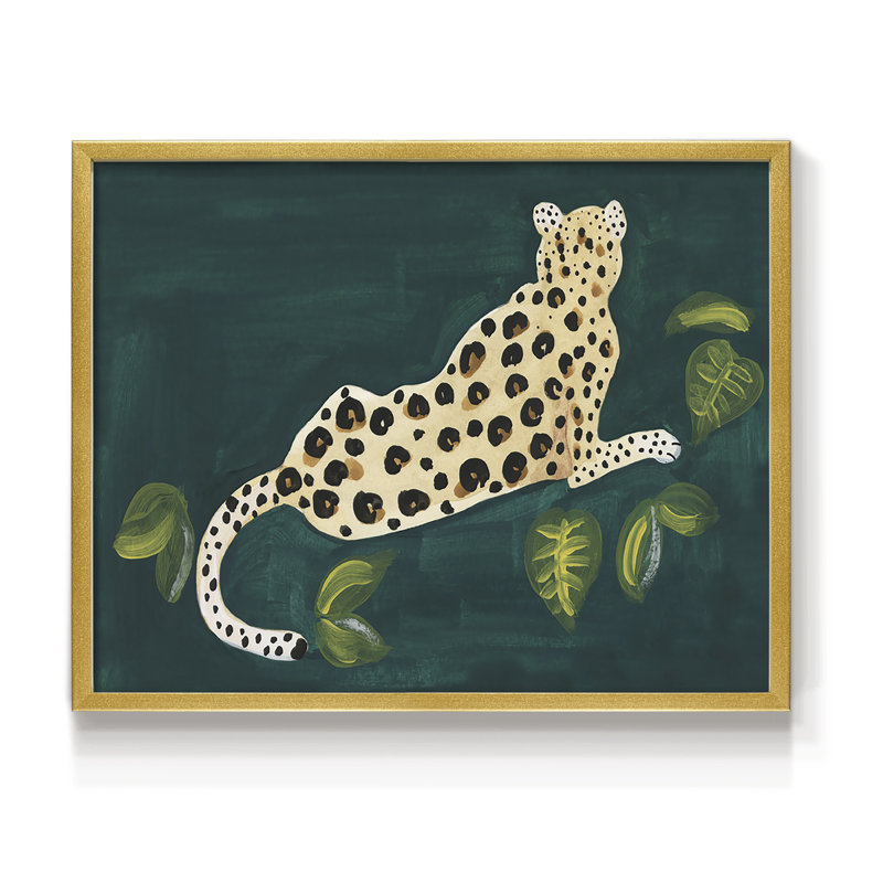 Lethargic Leopard I -Framed Print - Restickable, 22" H x 28" W, Gold