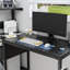 Bureaux pour bureau personnel, bureau d'ordinateur de jeu de 48 po avec tablettes réversibles, lumières DEL et ports USB | Noir | Panneau de fibres à densité moyenne