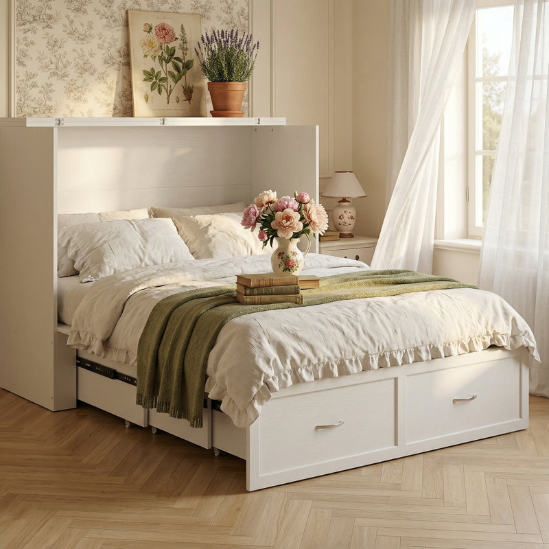 Armoire de rangement 56,3 "x 40,9" avec lit double caché