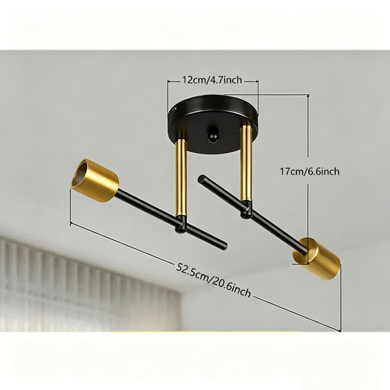 Flush Mount, NOT included, Black + Glod