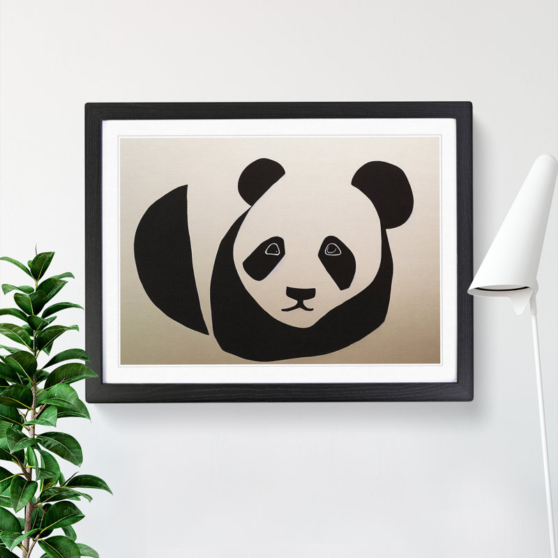 An Abstract Panda - Single Picture Frame Print, Black, 46cm H x 64cm W x 2cm D