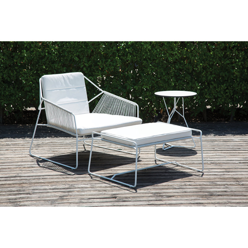 Sandur Outdoor Ottoman, Canvas Brick, White Rope/Anthracite Frame