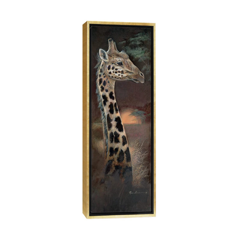 «Young and Curious» par Ruane Manning - reproduction d'art, H 36 po x l 12 po x P 1,5 po, Toile encadrée d'or
