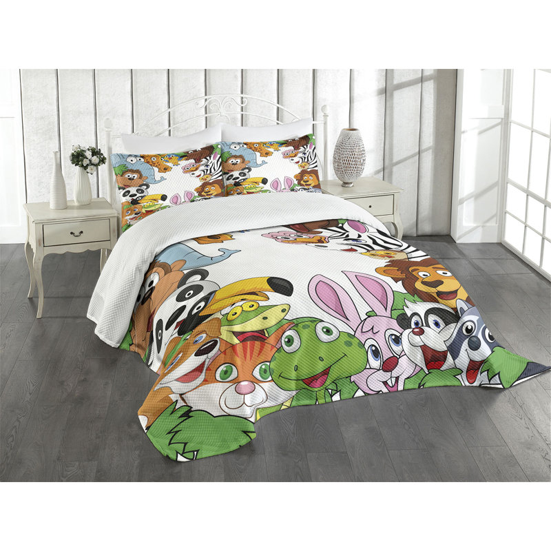 Adwoa Polyester No Pattern Bedspread with Pillow Shams, 220 x 264 cm Bedspread - 2 Shams