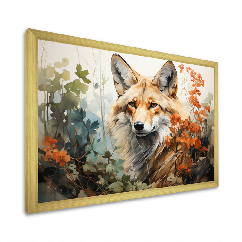 «Bivan Fox Wilderness Observer», art mural encadré, H 24 po x l 32 po x P 1 po, Cadre doré à une seule photo
