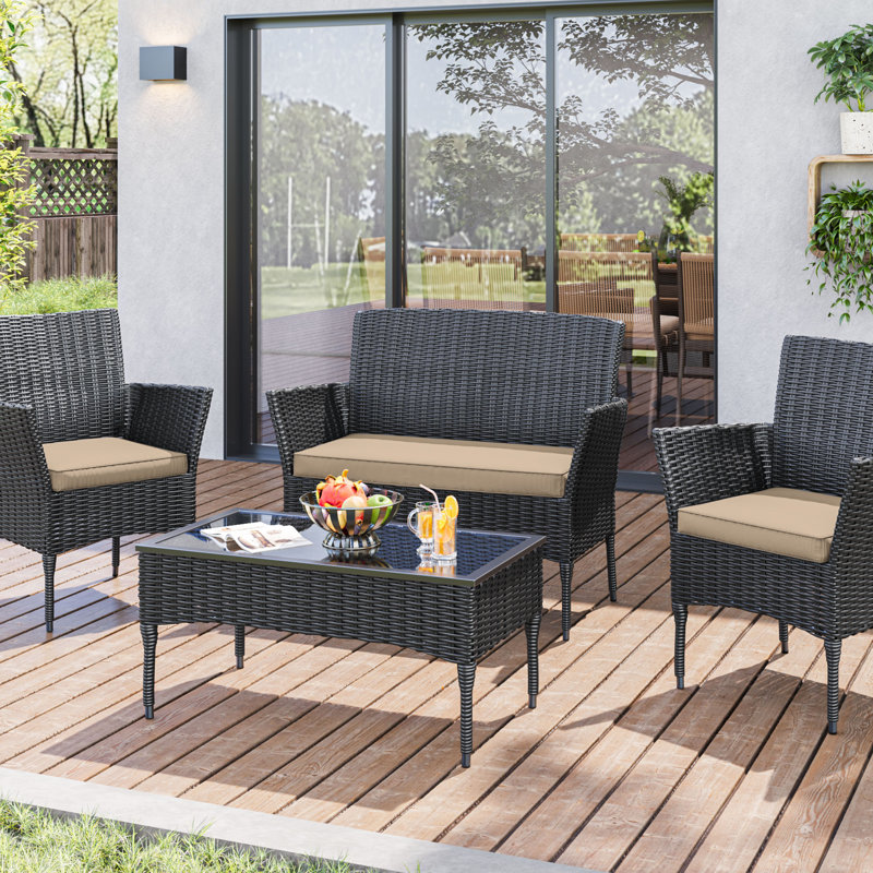 3-Piece Outdoor Seat Cushion Set, Beige