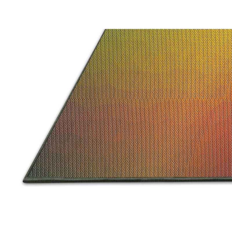 Tapis jaune/vert/rose à motifs, Rectangle 6 pi x 9 pi
