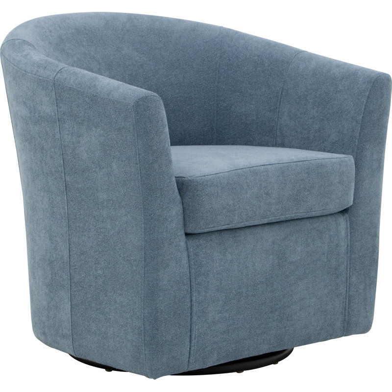 Hansell Upholstered Swivel Barrel Chair, Chloe Sky
