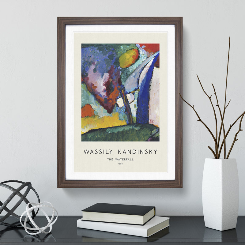 The Waterfall by Wassily Kandinsky - Picture Frame Painting, 65cm H x 48cm W x 2cm D, Walnut Framed