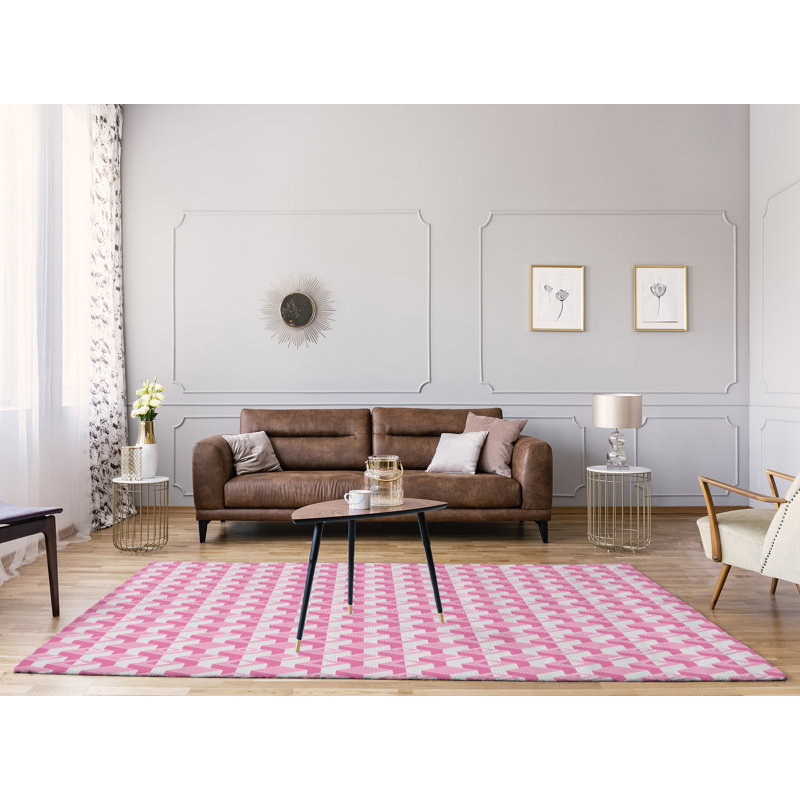 Tapis de zone rose skyscraperse monochrome, Rectangle 9 pi x 12 pi