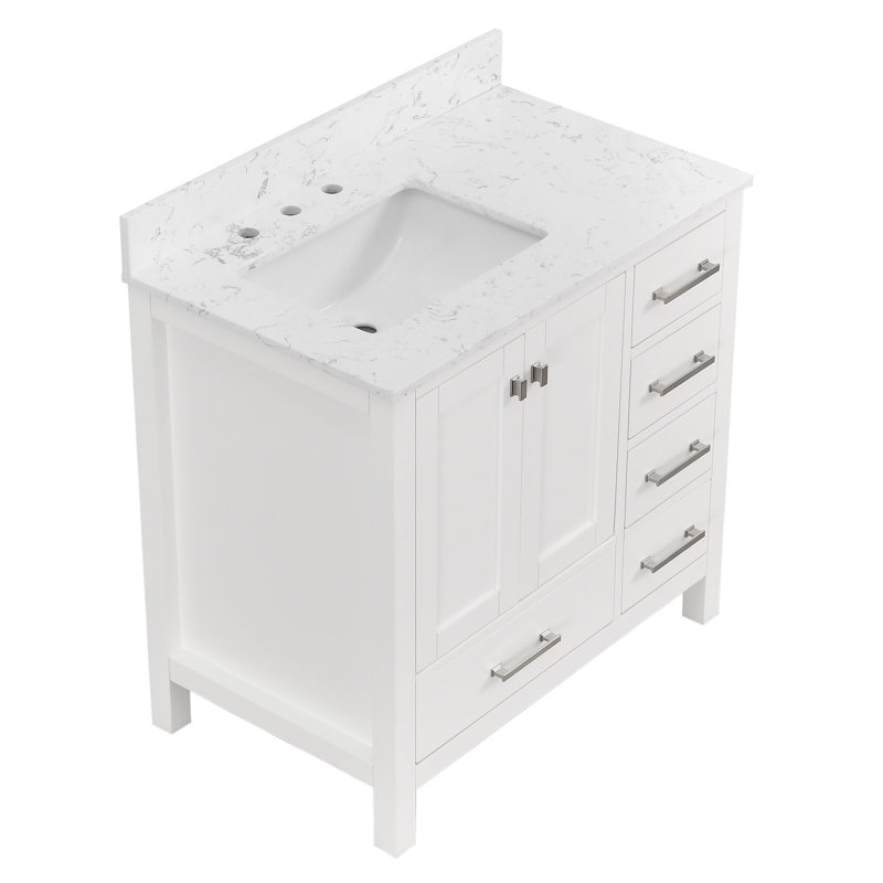 Rendu 36 po X P 22 po Meuble-lavabo simple D, Blanc