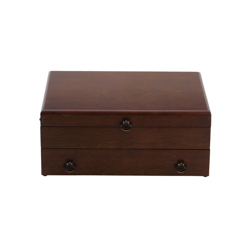 Bristol Cherry Brown Wooden Flatware Chest with Lining