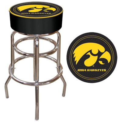 Iowa State Swivel Upholstered Counter Stool with Metal Frame