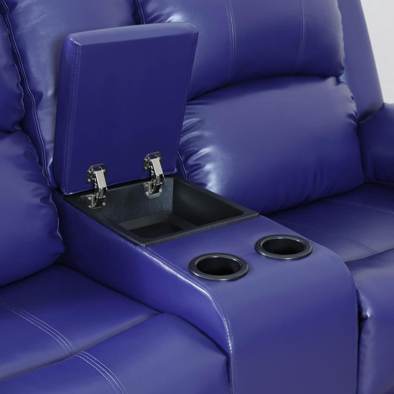 Causeuse inclinable en similicuir Boysen, Bleu