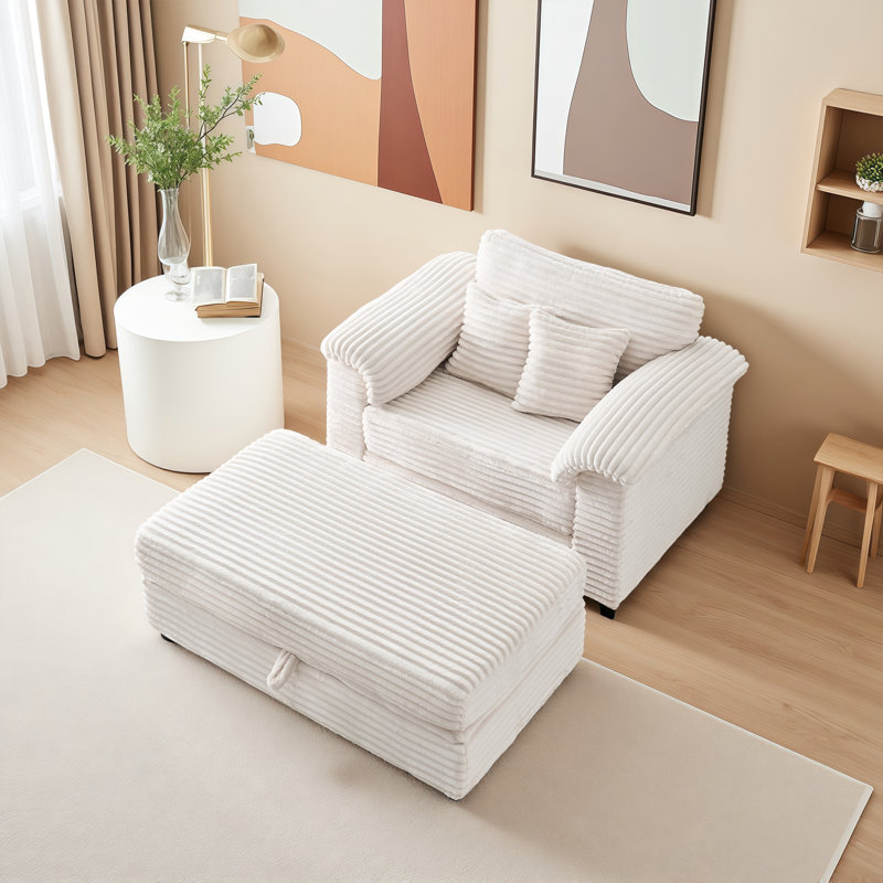 - Chaise d'appoint rembourrée avec rangement dissimulé - Sièges de salon pour petits espaces -, Blanc