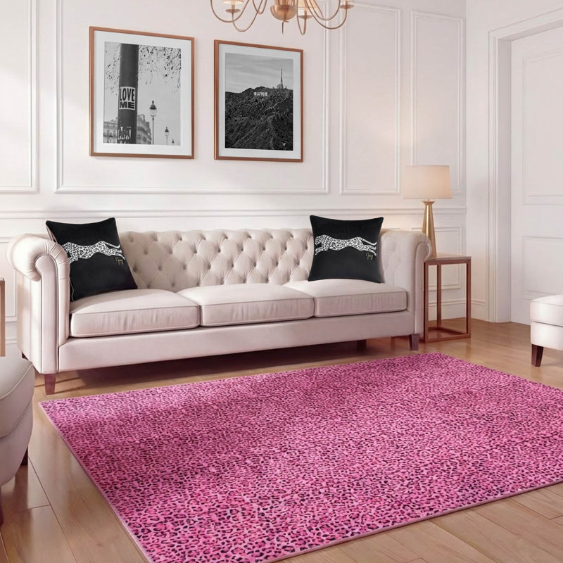  Finely Machine Washable Area Rugs, Hot Pink Paw, 7'10 x 10'
