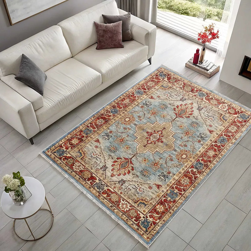 Oriental Cotton and Chenille Flatweave Area Rug, 60 x 100 cm
