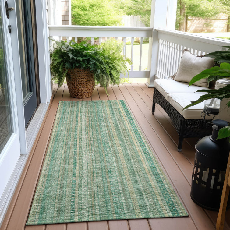 Machine Washable Indoor/Outdoor Claudian ACN1655 Aqua Rug