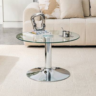 27.5-inch Diameter Round Tempered Glass Coffee Table