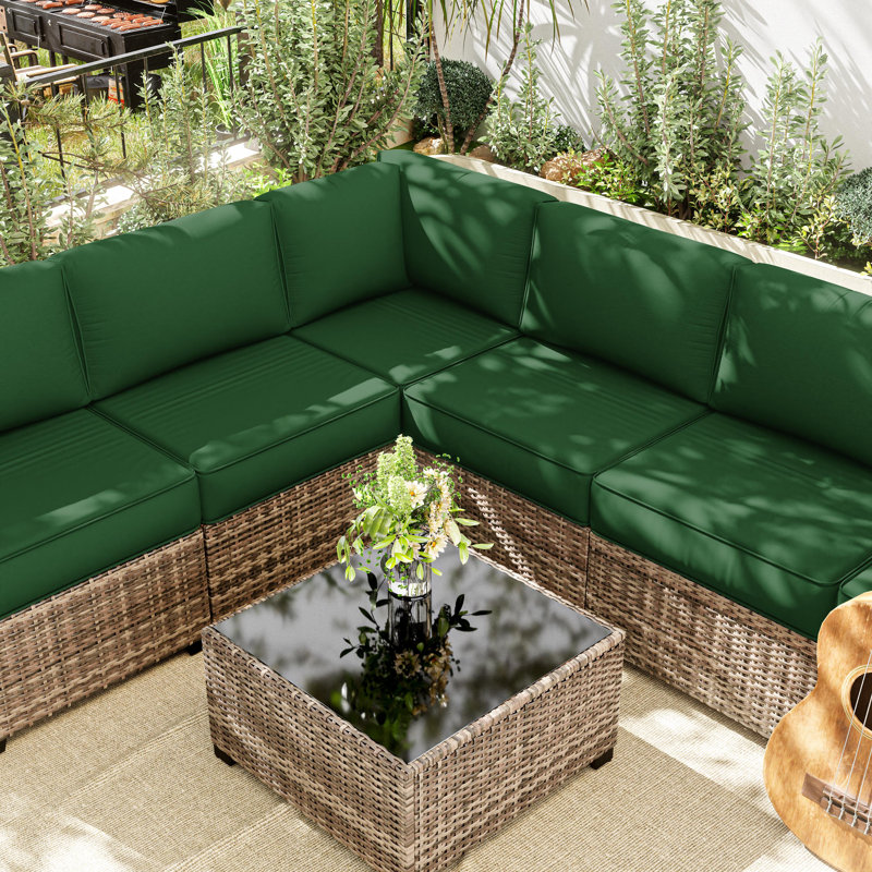 Housse de coussin pour groupe de sièges d'extérieur 14 pièces, seulement 14 housses, Vert
