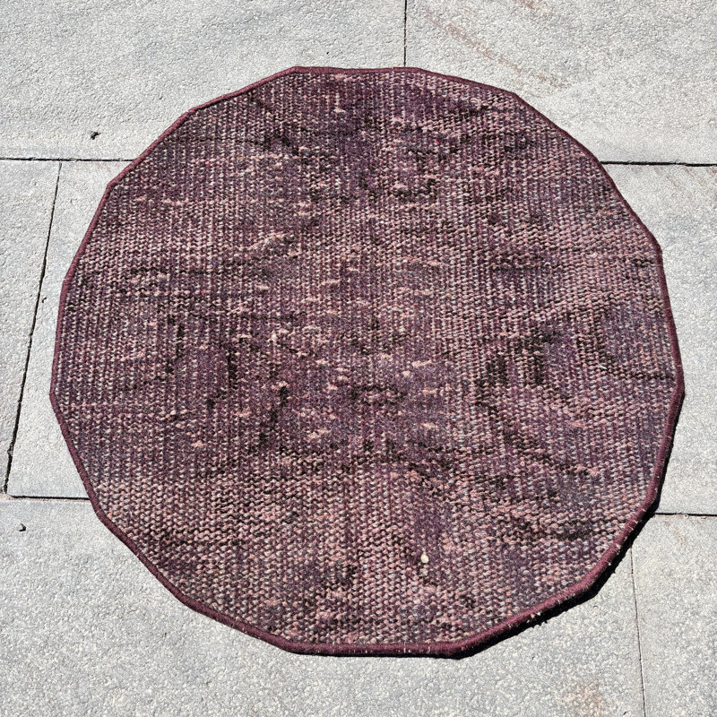 Vintage Small Turkish Rug in Brown Ideal for Kitchen or Door Mat with Personalized Design