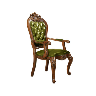 Brantlee Tufted Genuine Leather Upholstered Armchair