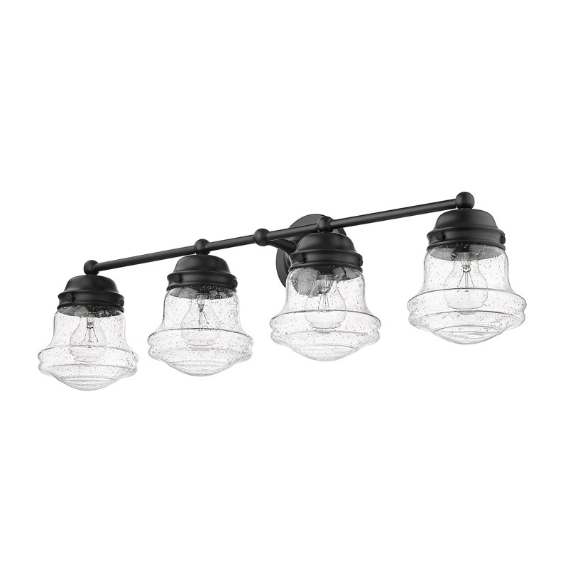 Éclairage de salle de bain à intensité variable 4 lumières Fleeton, Noir mat