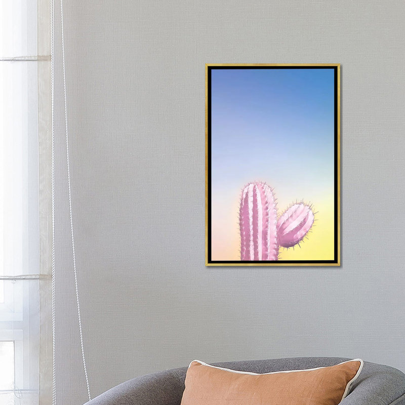 Art my cactus, H 26 po x l 18 po x P 1,5 po, Toile encadrée d'or