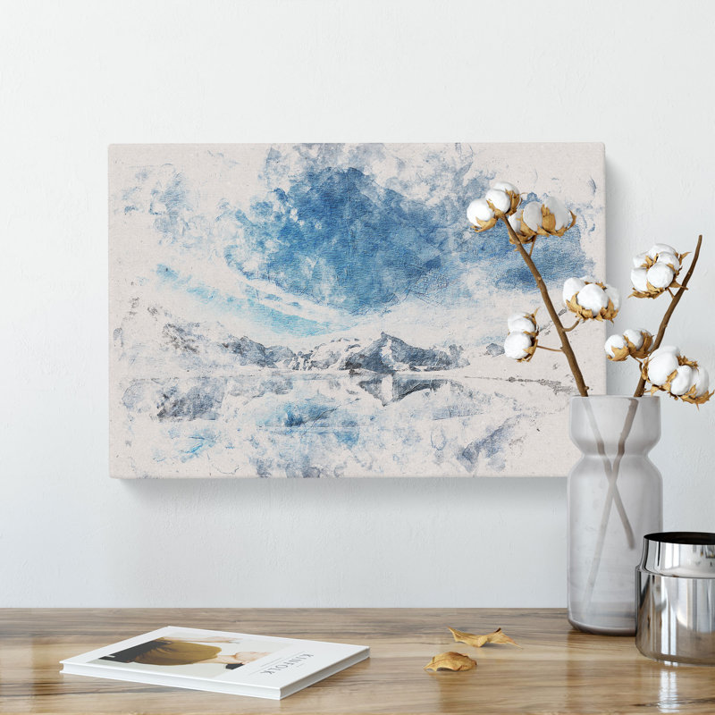 Winter Mountain Reflection - Wall Art, 40cm H x 60cm W x 3cm D, Wrapped Canvas