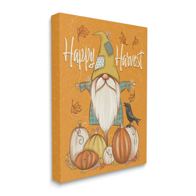 " Happy Harvest Scarecrow Gnome Seasonal Pumpkins Crow " by Figgy Pudding Designs