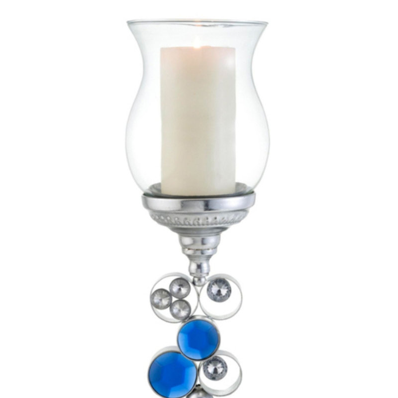 20.5" Tall Polyresin" Dazzle" Candleholder, Silver finish