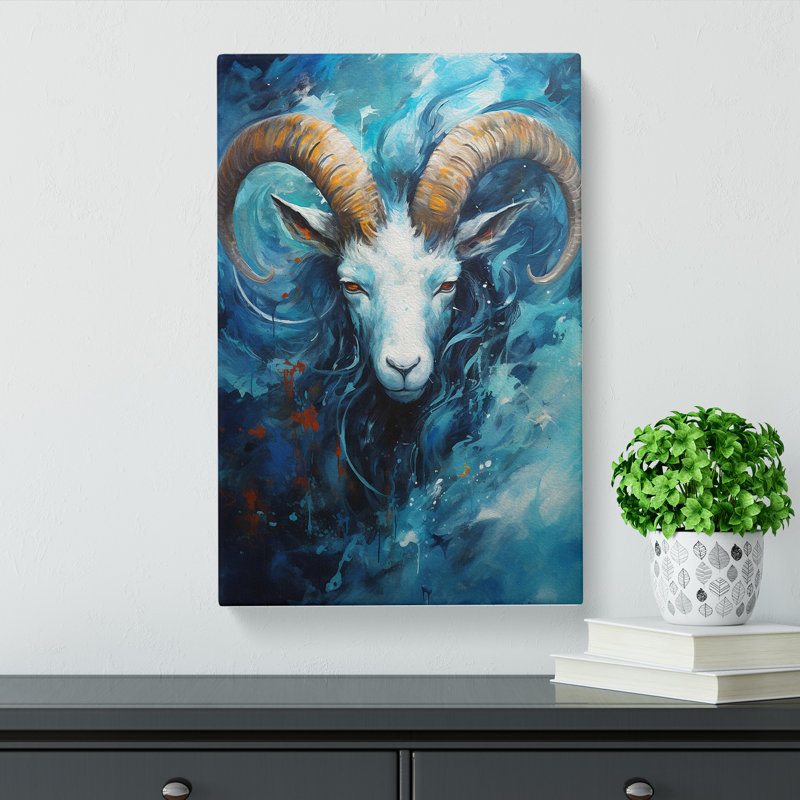 Capricorn Zodiac Action Painting - Wrapped Canvas, 60cm H x 40cm W x 3cm D