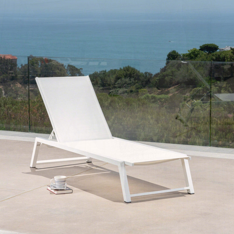 Chaise longue Myers, fauteuil inclinable d'extérieur entièrement réglable avec dossier en filet