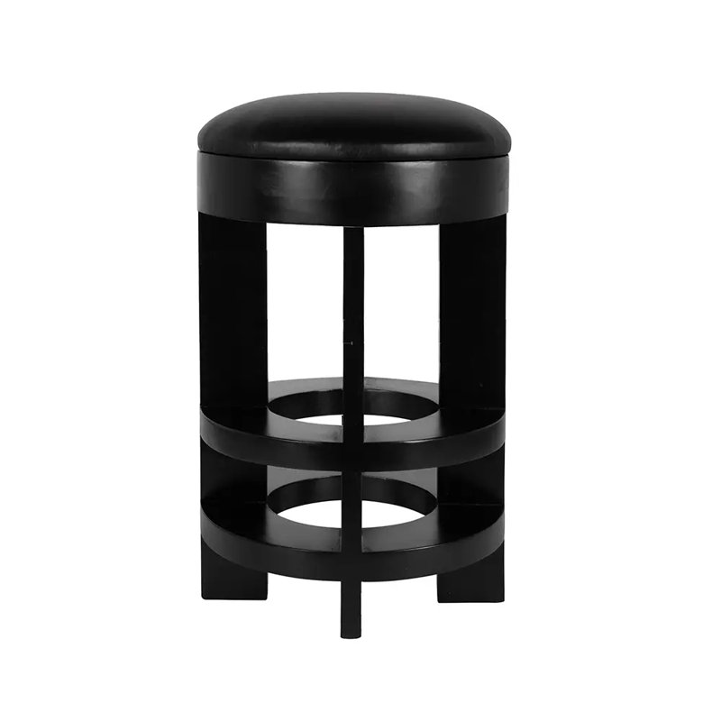 Tabouret Berlin avec siège pivotant en cuir, Tabouret de comptoir